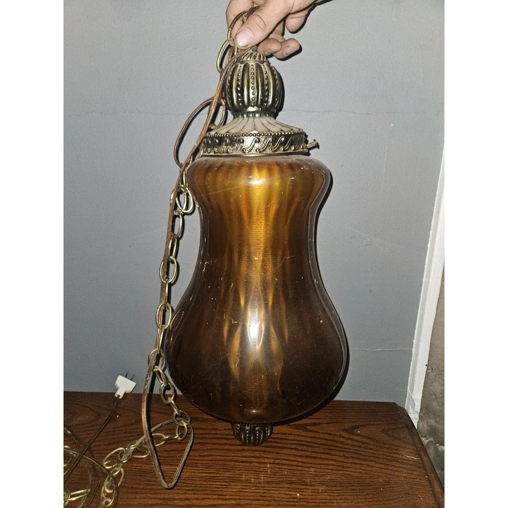 Stunning Vintage Amber Swag Light